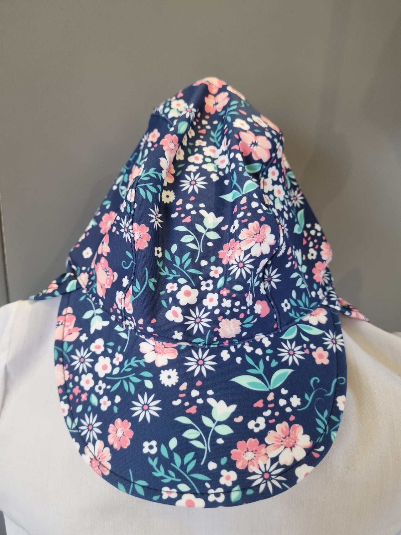 Navy floral girl swimcaps