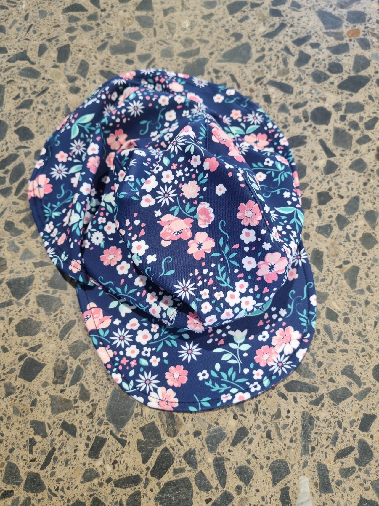 Navy floral girl swimcaps