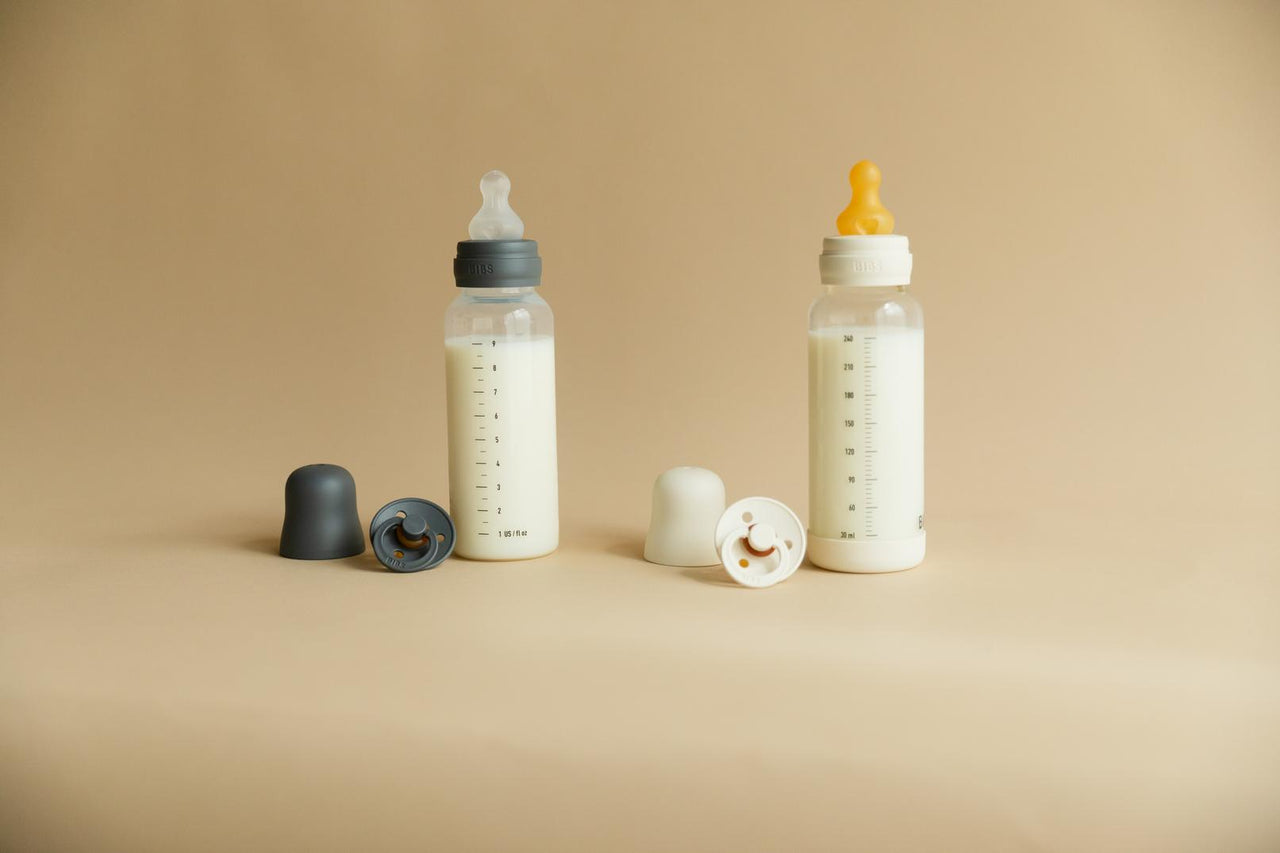 BIBS Baby Bottle Complete Set 2 Pack 270ml Silicone - Ivory