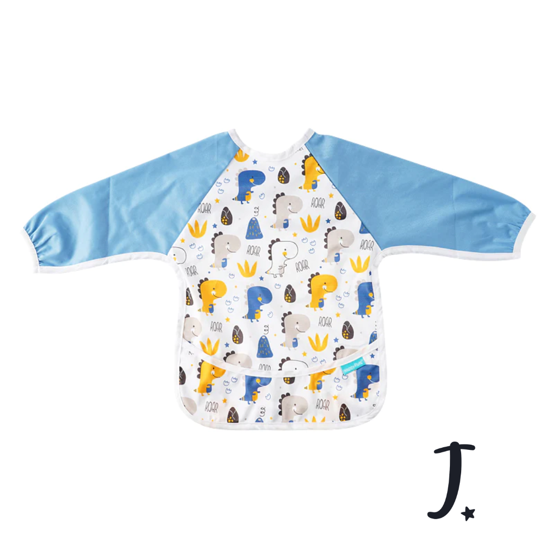 Long sleeve bib - Baby dino - Blue