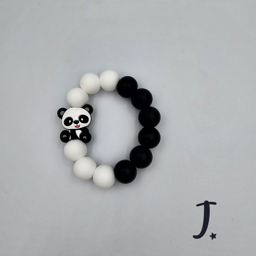 Silicone beads teether with character bead