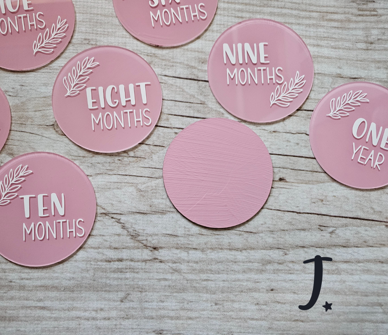 Handmade acrylic Milestone disks -Pink