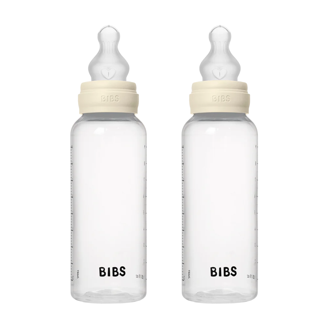 BIBS Baby Bottle Complete Set 2 Pack 270ml Silicone - Ivory