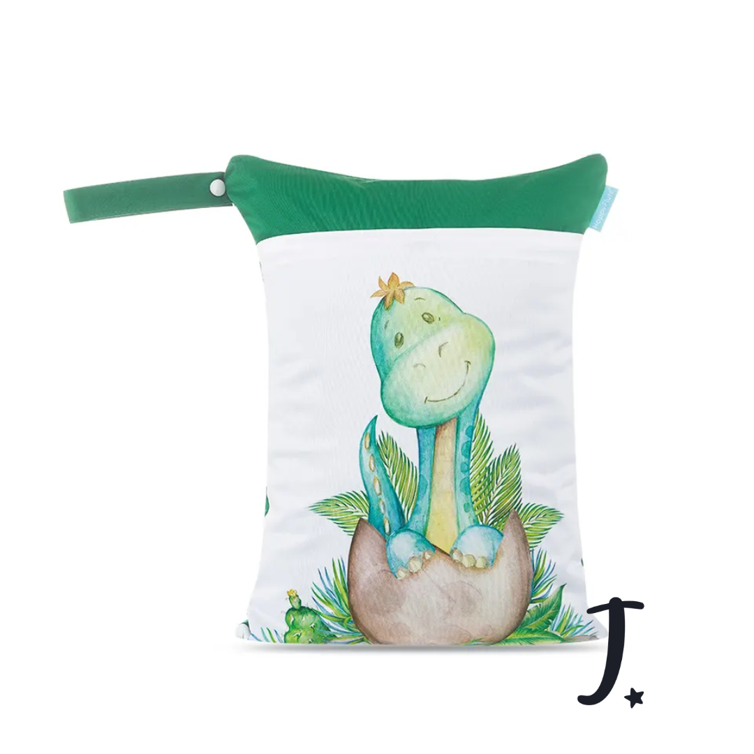 Hatchling dino green wet bag position print