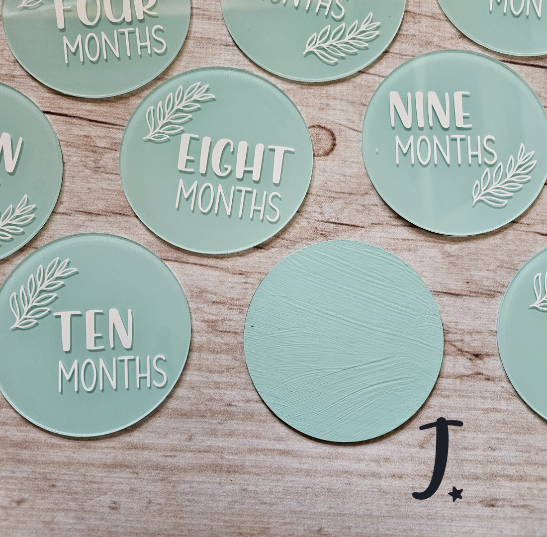 Handmade acrylic Milestone disks -Mint