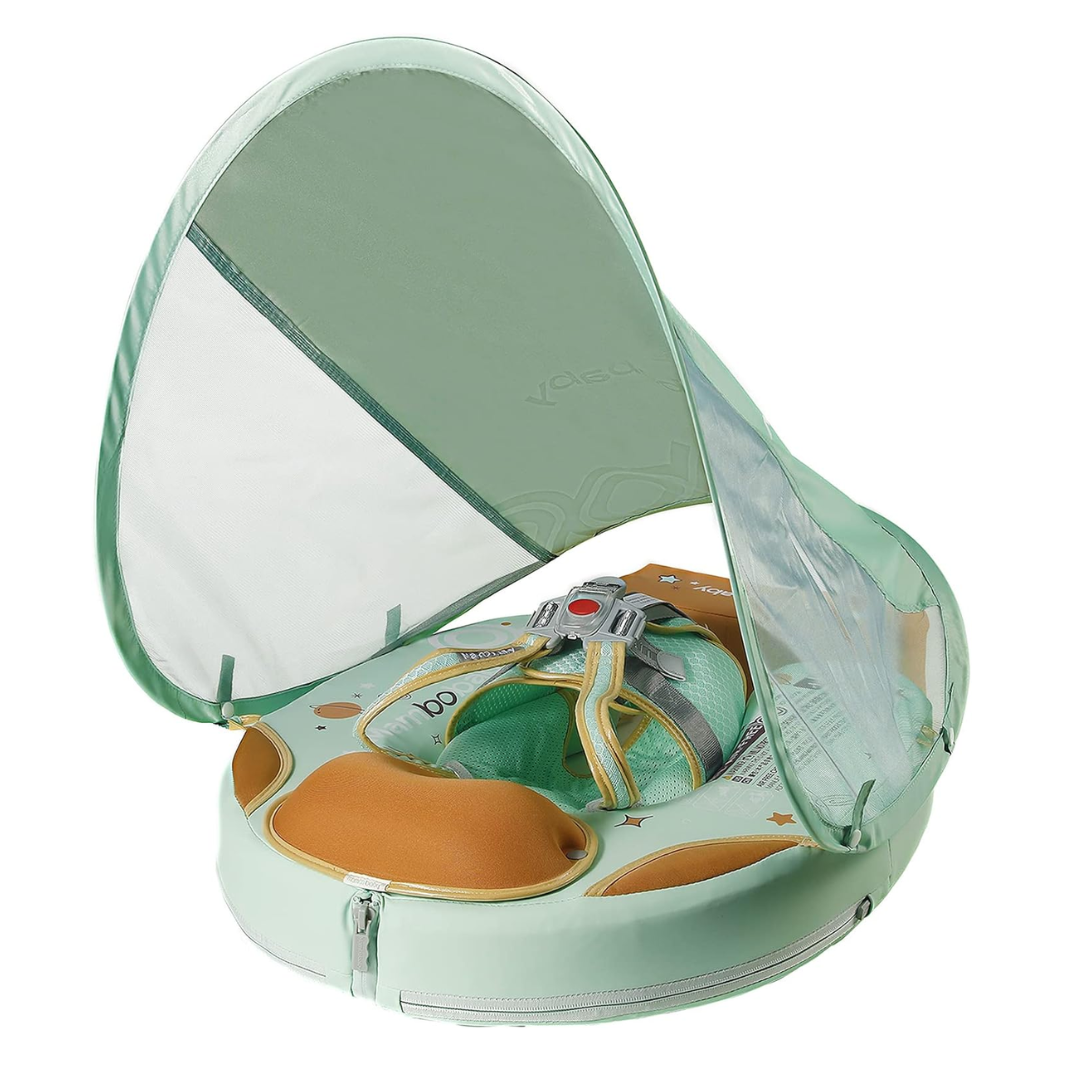 Mambobaby chest and back float - Air free - With canopy - Foldable green