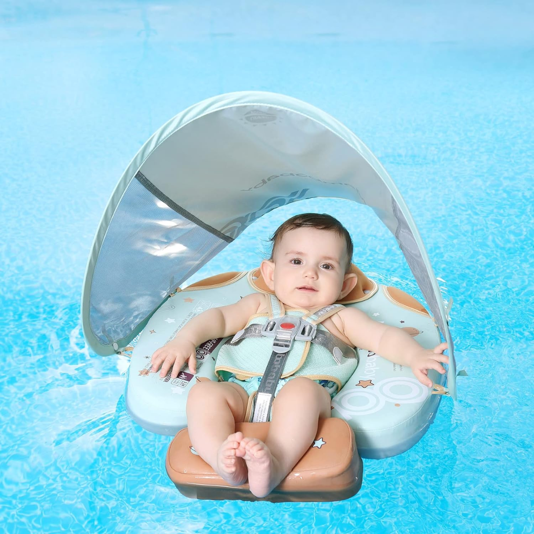 Mambobaby chest and back float - Air free - With canopy - Foldable green