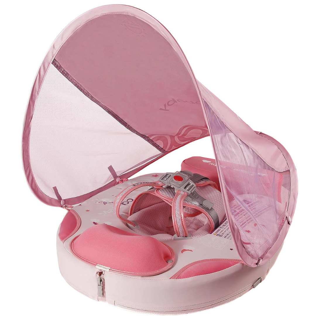 Mambobaby chest and back float - Air free - With canopy - Foldable PINK