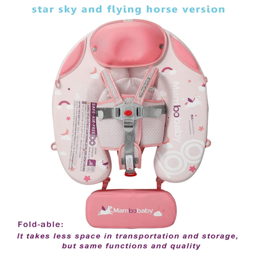 Mambobaby chest and back float - Air free - With canopy - Foldable PINK