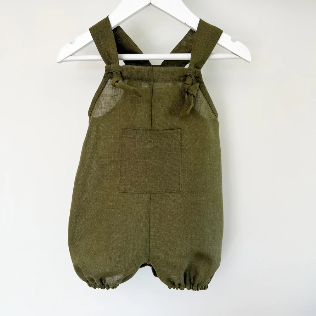 Linen romper -olive