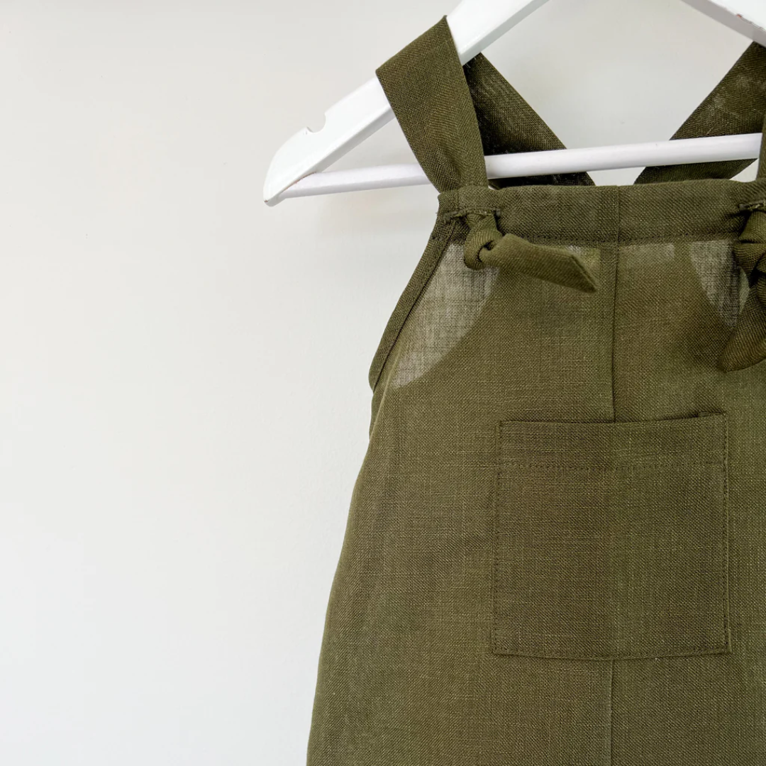 Linen romper -olive