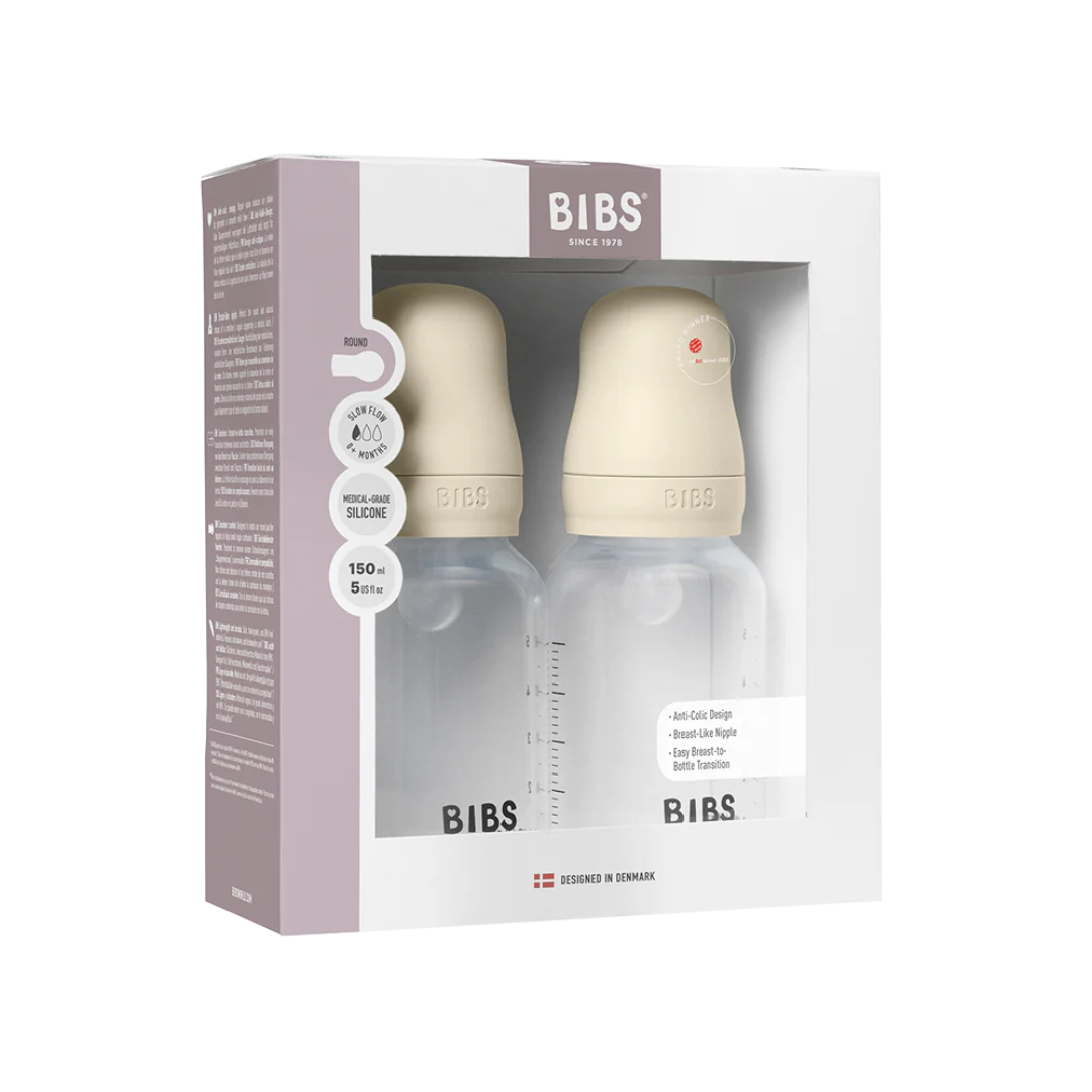 BIBS Baby Bottle Complete Set 2 Pack 150ml Latex - Ivory