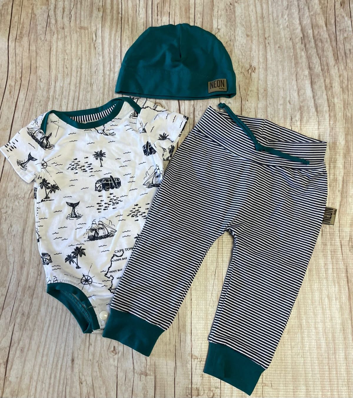 Locally made stripe and adventure boy set