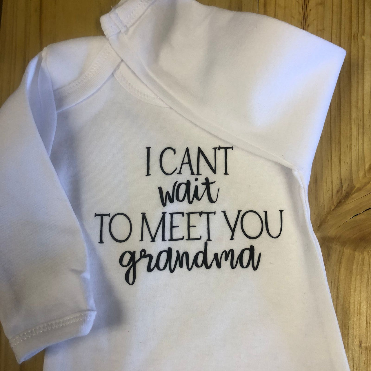 I cant wait to meet you grandma long sleeve vest - 100% cotton