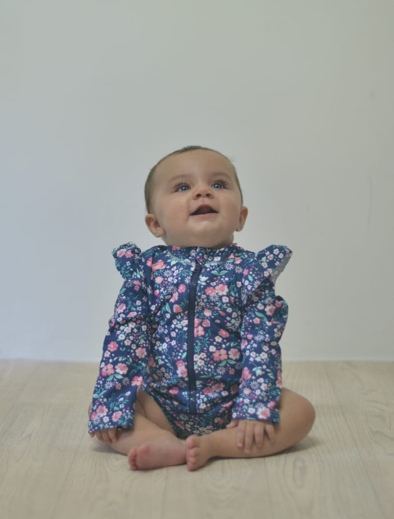 Navy floral girl swimsuit