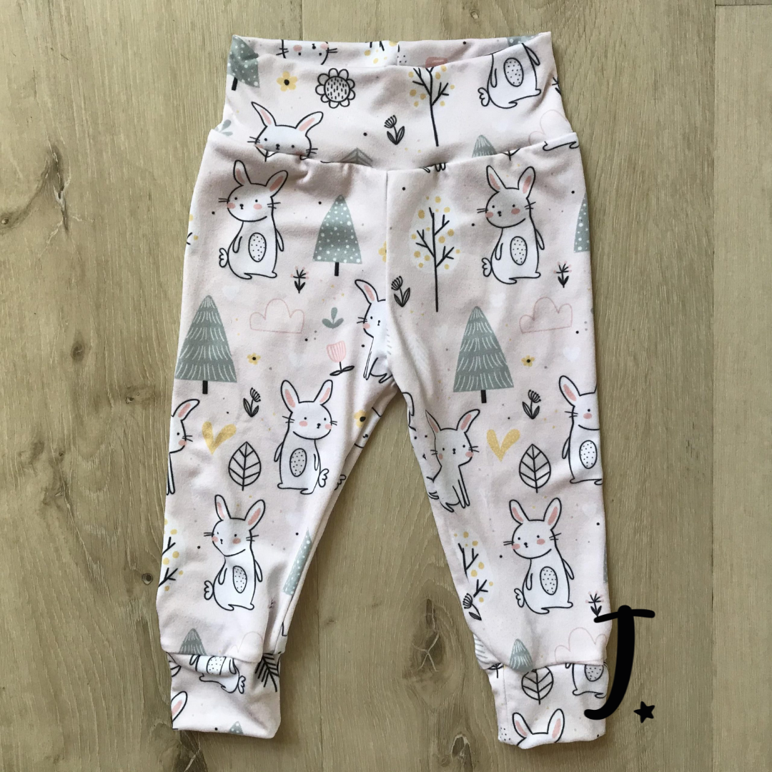 Baby cuffed leggings, bunny print