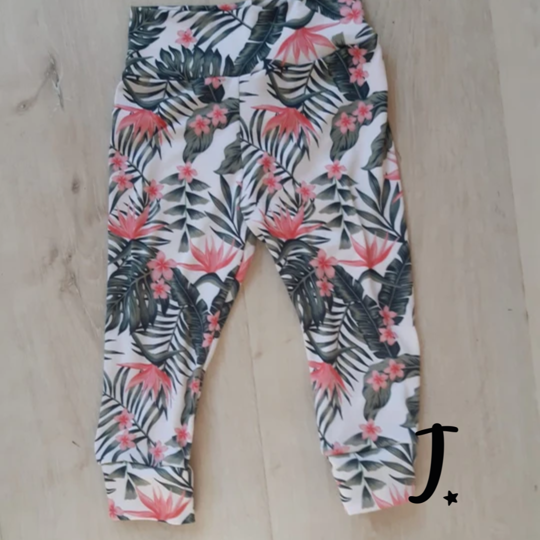 Tropical leaves baby leggings