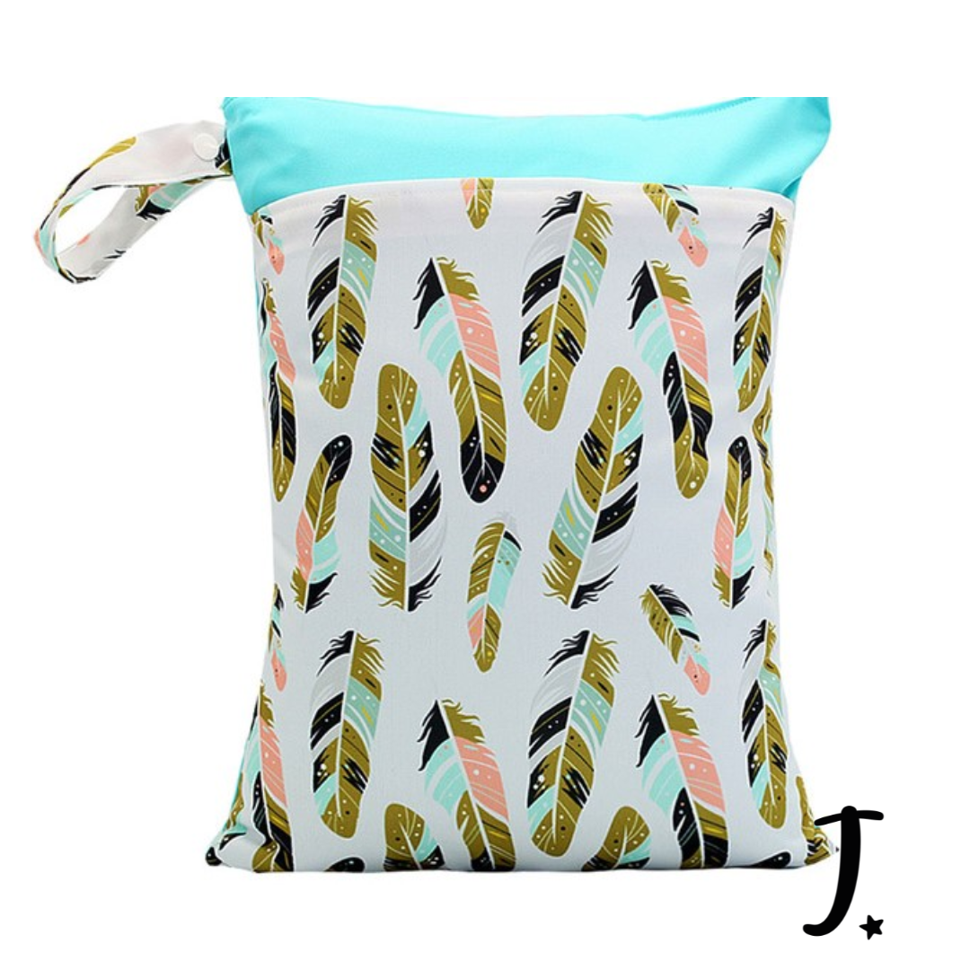 Happy Flute Wet bag, Feather Print