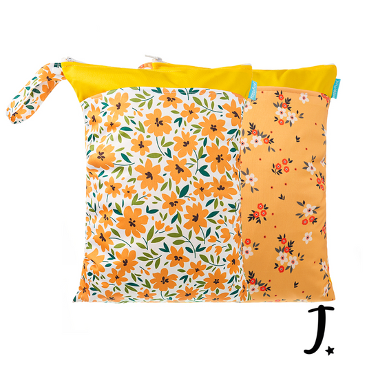 Happy Flute Wet bag,  Print - Orange & Pink Blossoms