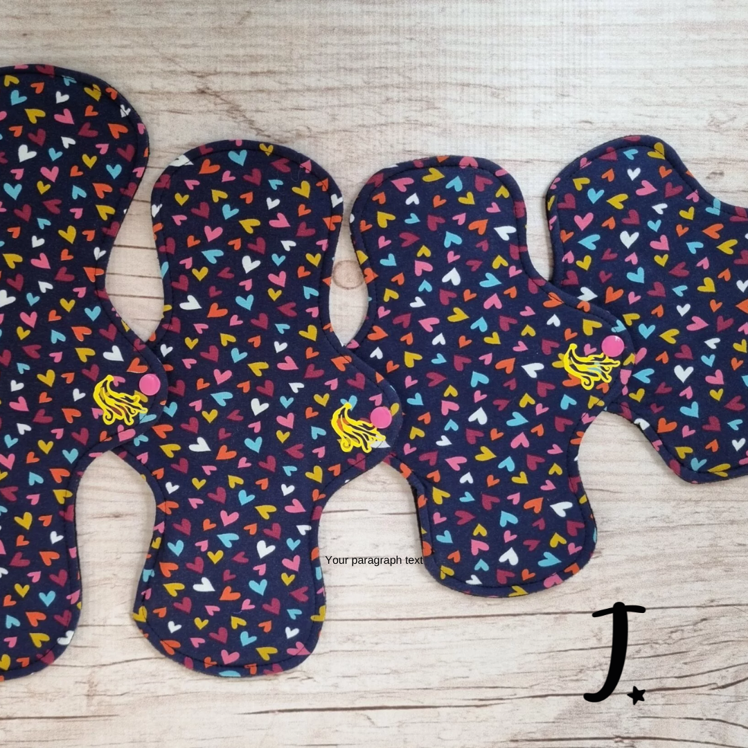 Navy heart Cloth Menstrual Pads