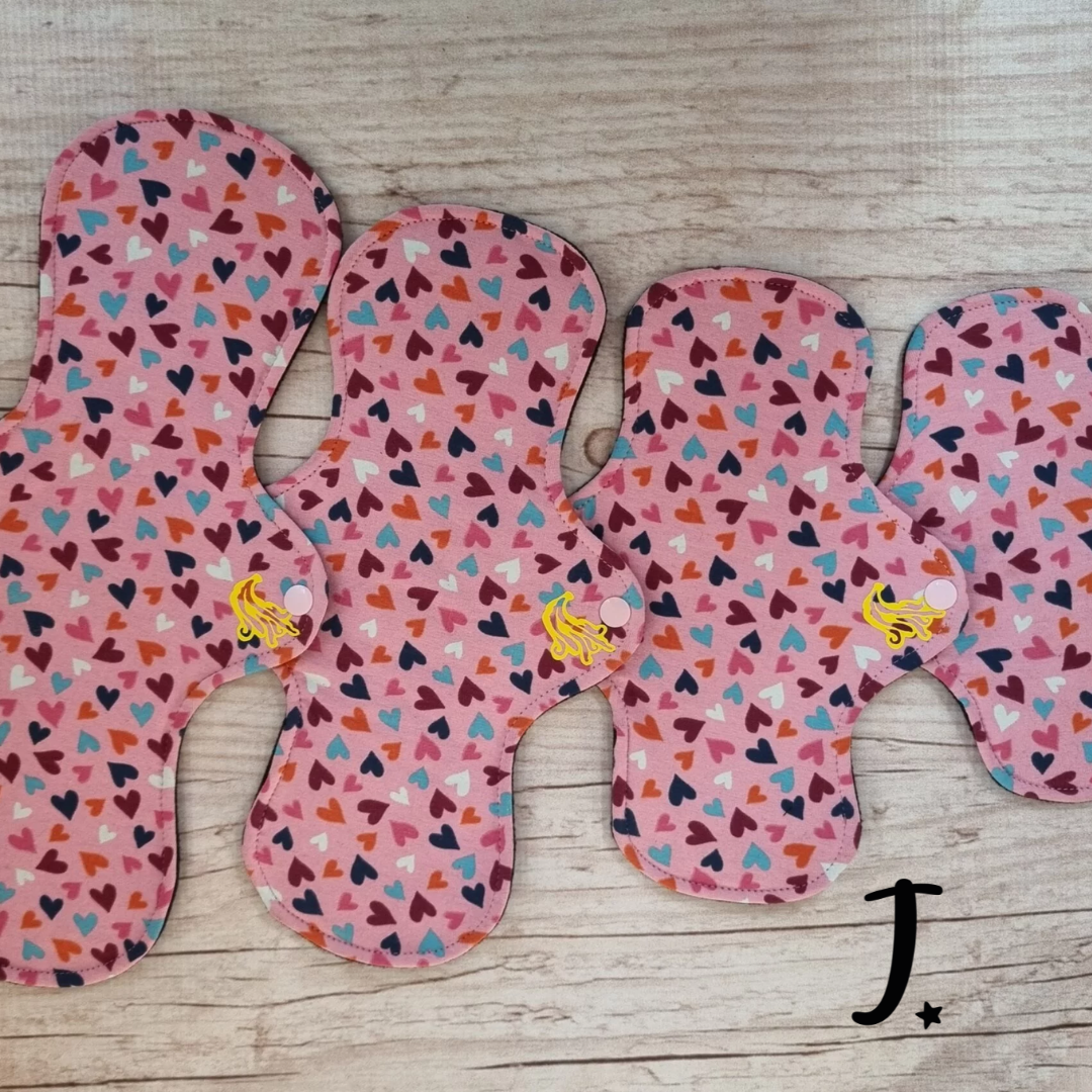 Pink hearts Cloth Menstrual Pads