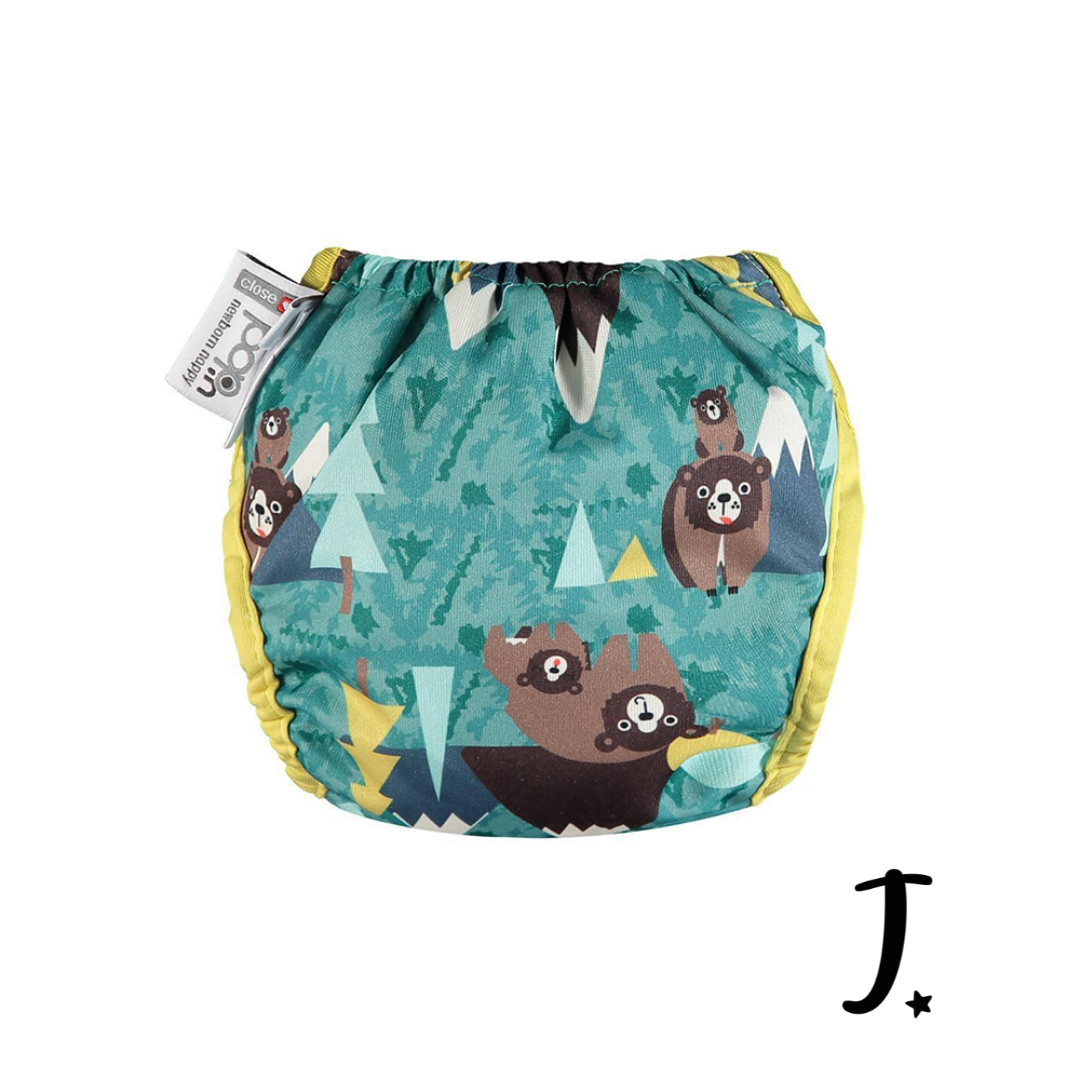 PopIn Single Printed Nappy Bamboo - Bear (Newborn)