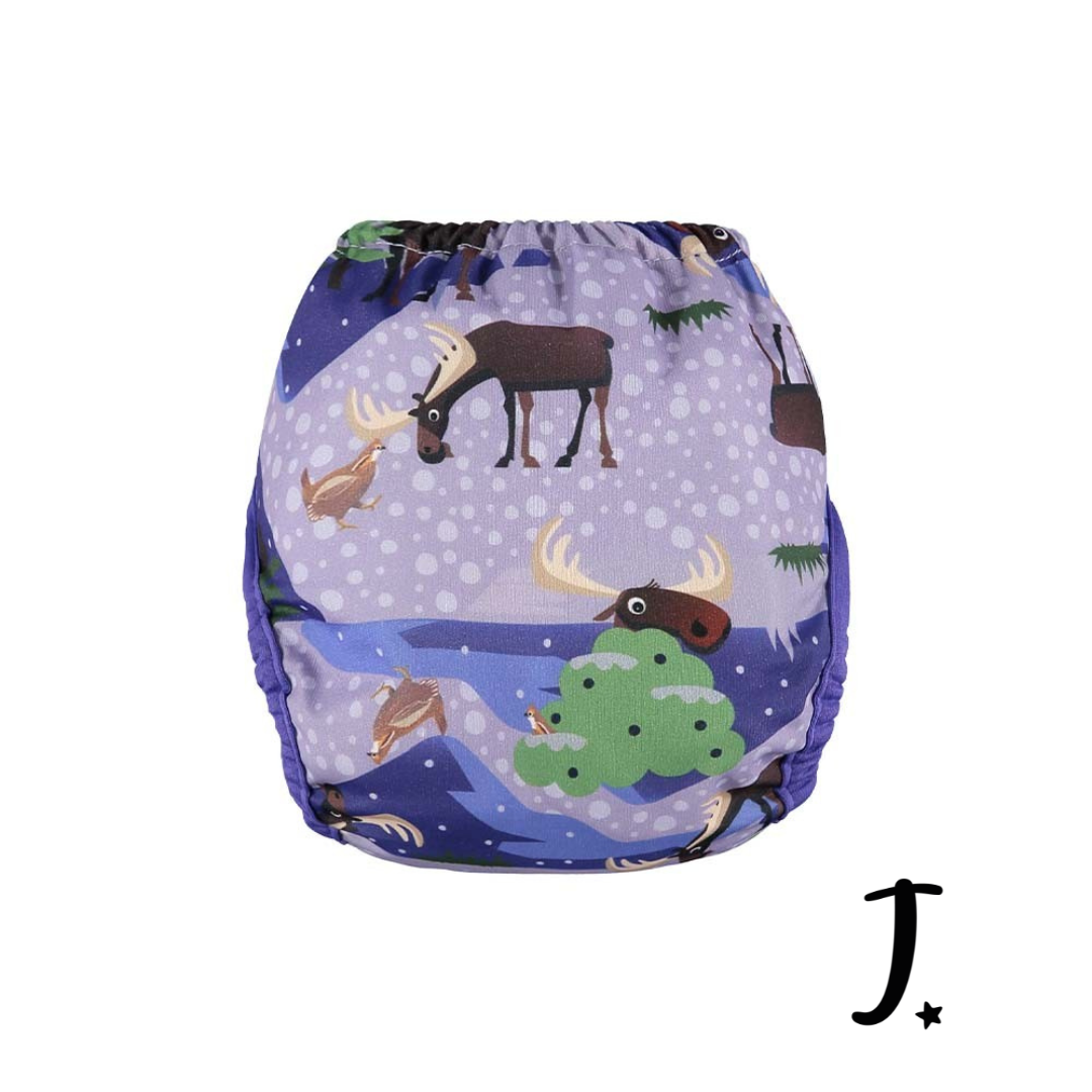 PopIn Single Printed Nappy Bamboo - Moose (Newborn)