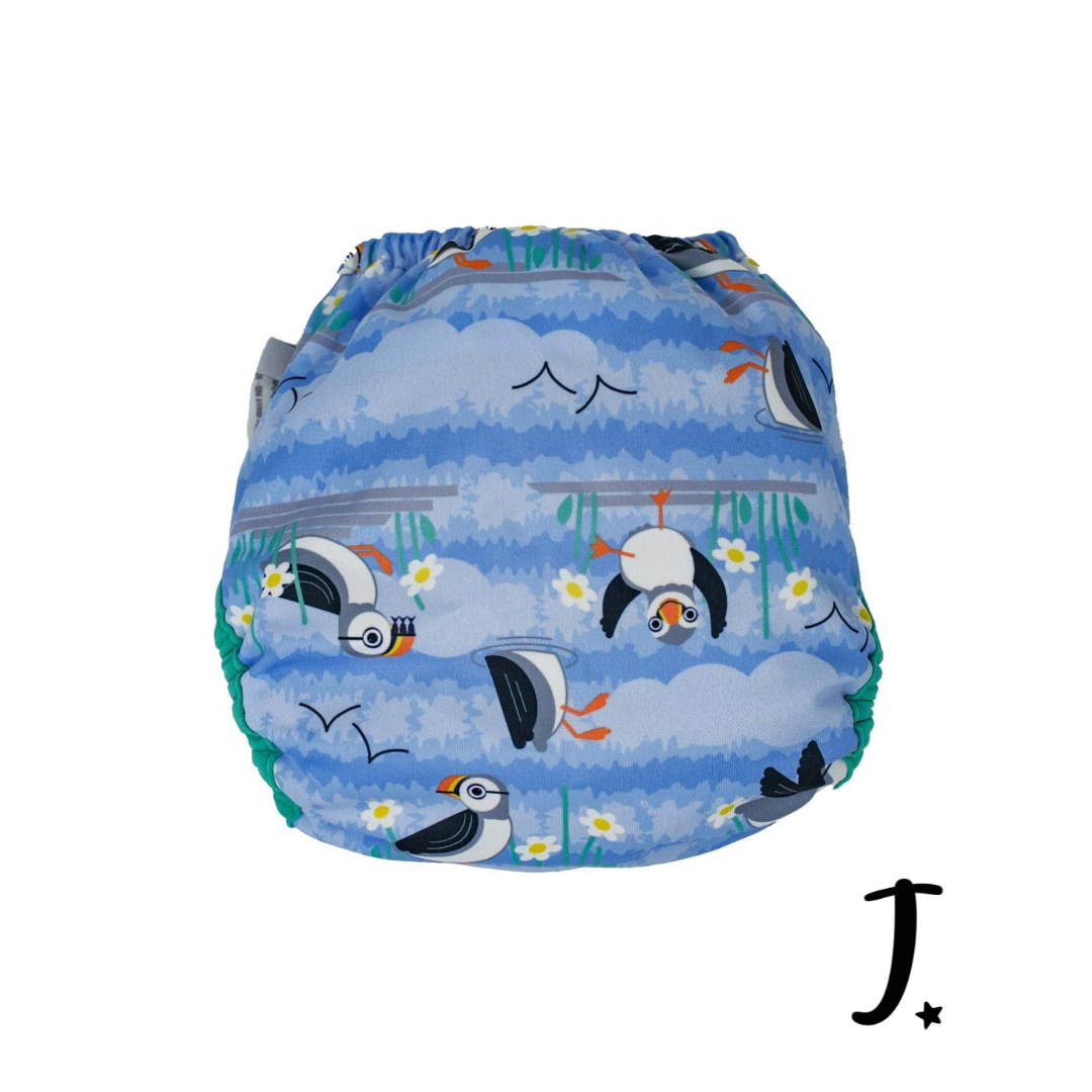 PopIn Single Printed Nappy Bamboo - Puffin (Newborn)