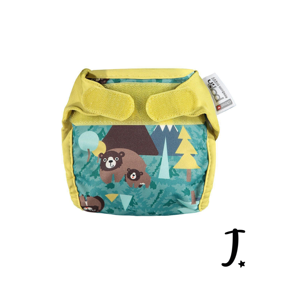 PopIn Single Printed Nappy Bamboo - Bear (Newborn)