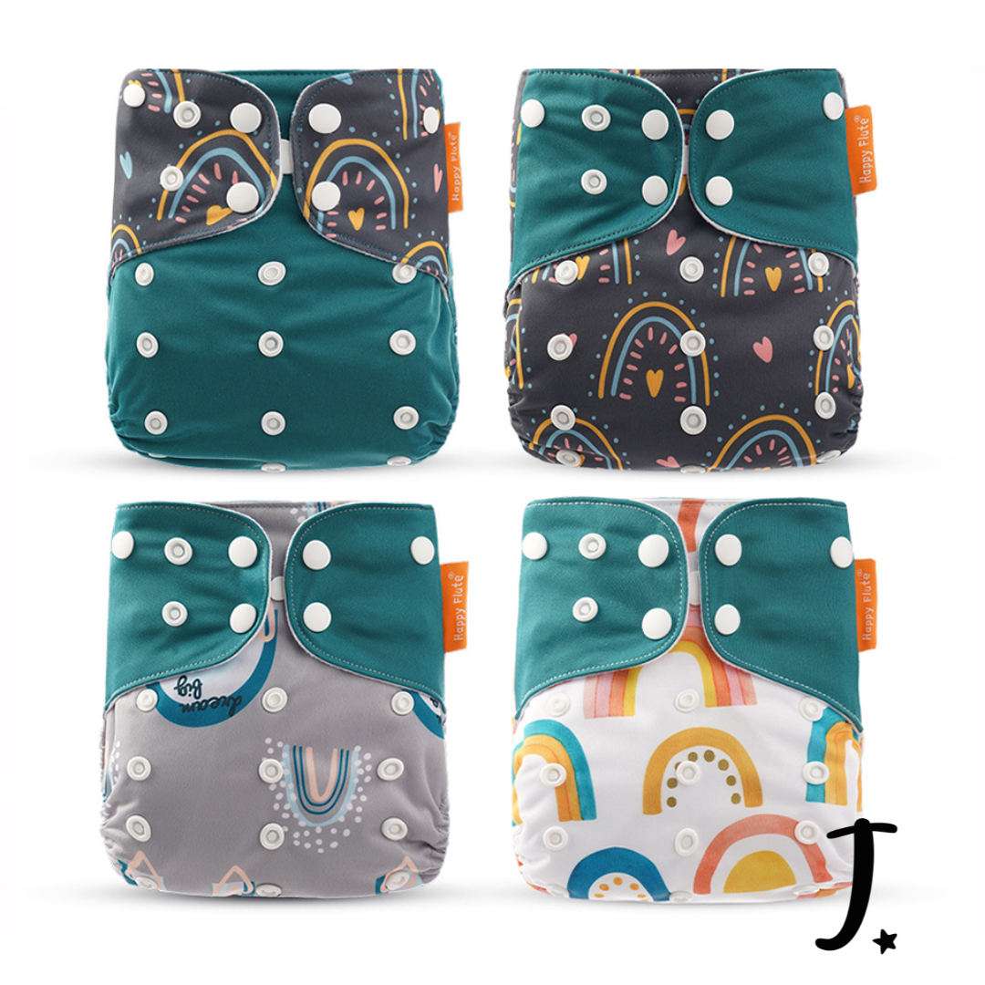 4 Pack, Happy Flute Pocket Diapers, Rainbows Print – JanaS Ladies and ...