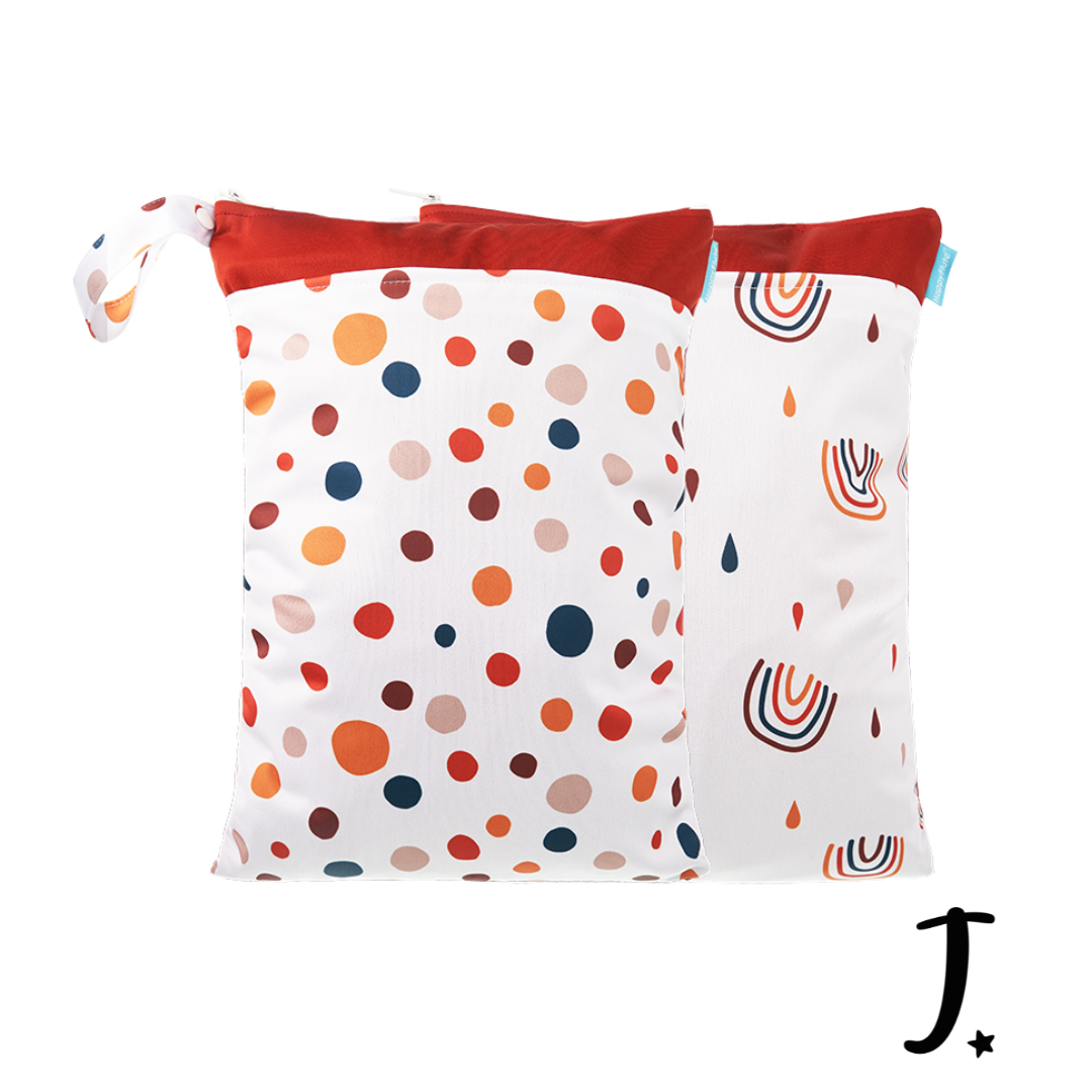 Happy Flute Wet bag, Polka Dots / Rainbow Print