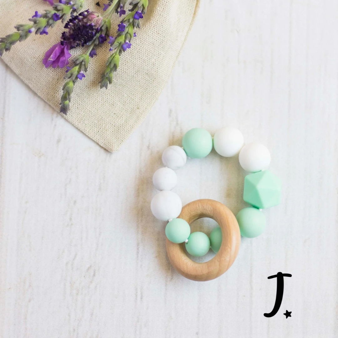 Silicone & Wooden Teether Mint