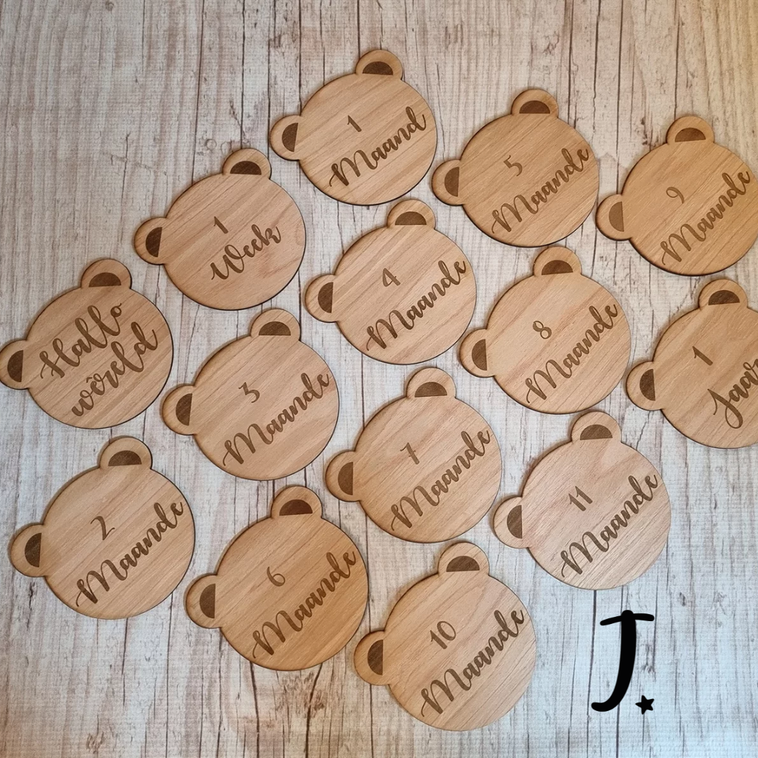 Wooden Teddy Milestone disks