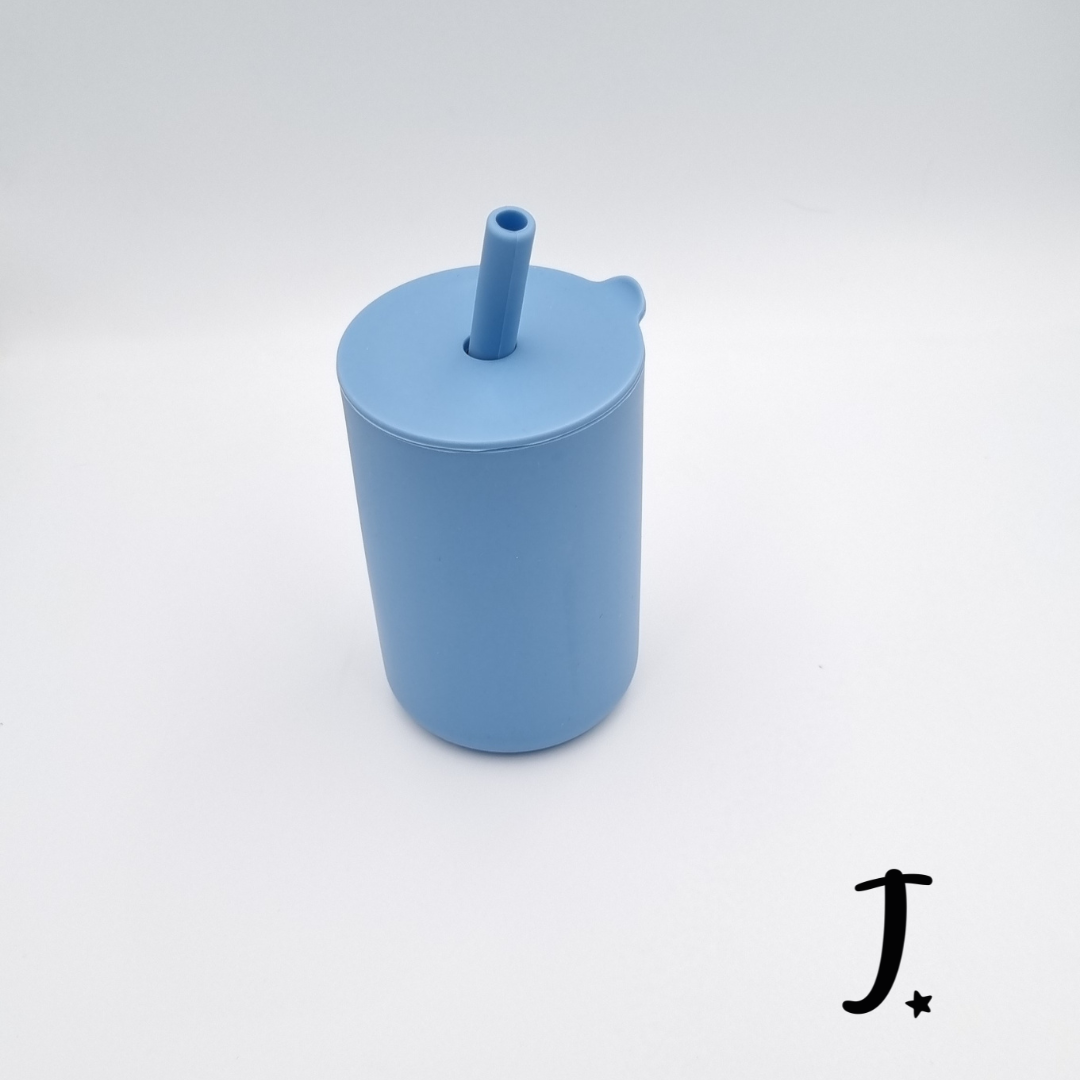 Silicone Sippy Cup with Straw - flat lid